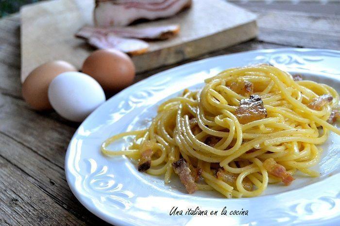 Espaguetis a la carbonara receta italiana