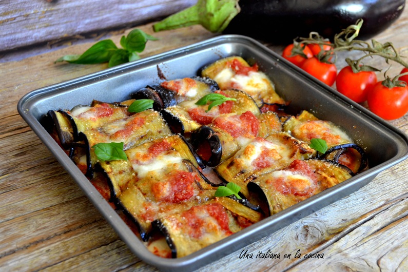 Rollitos de berenjena y mozzarella